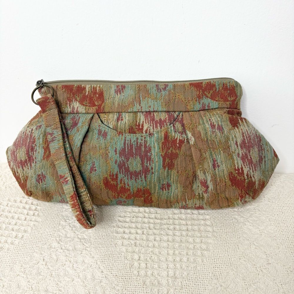Maruca Wristlet Clutch Bag Boho Neutral Print Jacquard Handmade